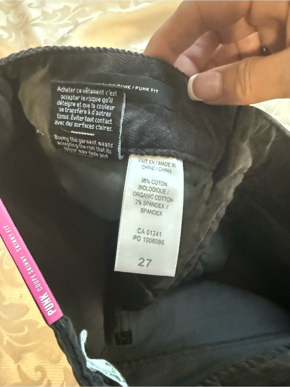 Twik Punk Skinny Black Velvet Corduroy Jeans Sz 27 NWT - Picture 6 of 7